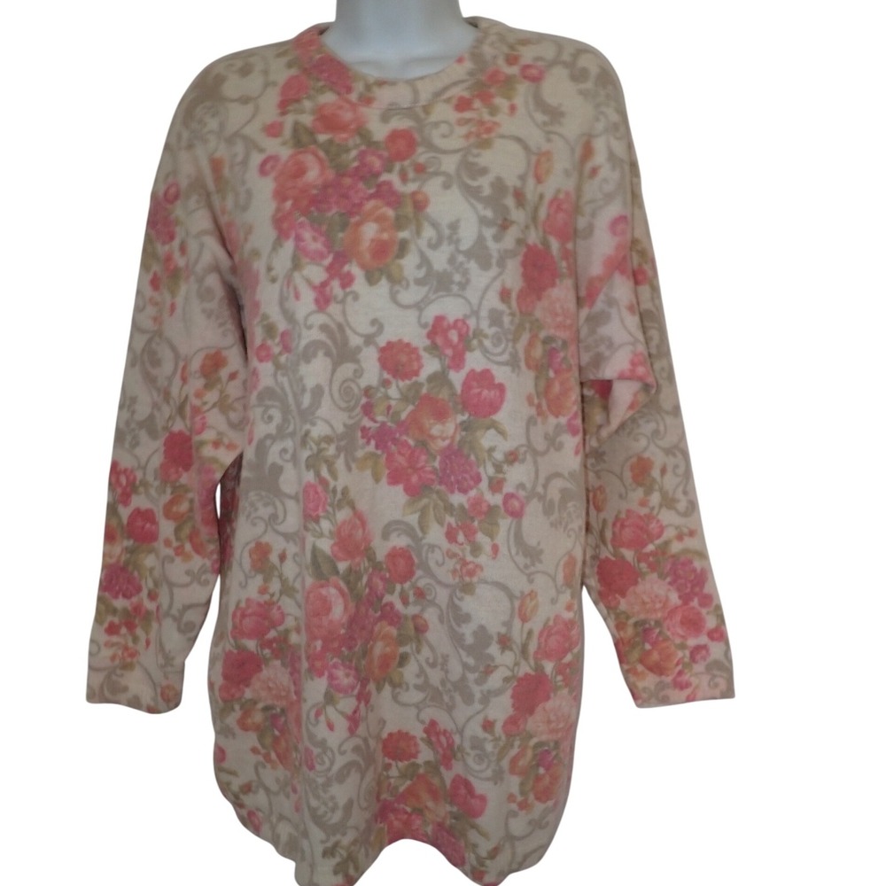 Nell Flowers by J.G. Hook Vintage Wool floral sweater  M Romance Italy‎ Cottage